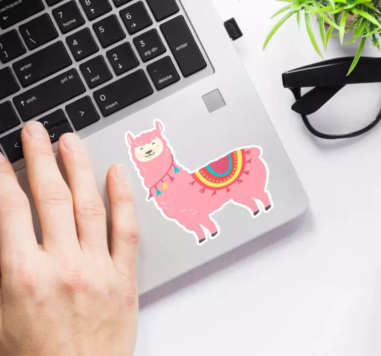 Sticker laptop lama rose - TenStickers