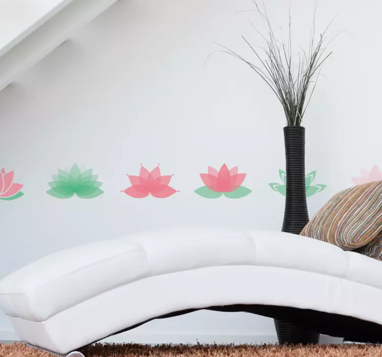 Autocolant de faianță de flori de lotus - TenStickers