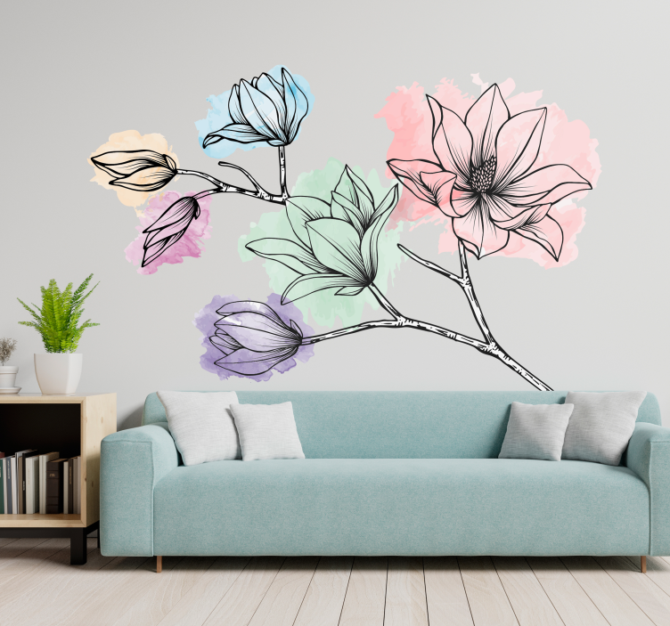 Autocolant de perete cu magnolie pentru flori de perete - TenStickers