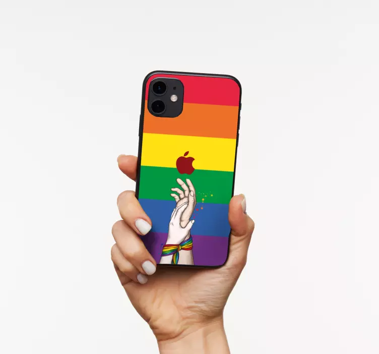 Mâini umane și panglică lgbt iphone decal - TenStickers