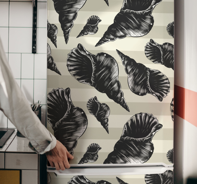 Autocolant frigider vintage scoică de mână - TenStickers