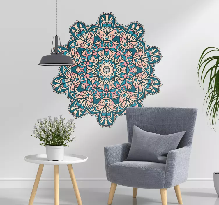 Autocolant colorat mandala de desen vintage - TenStickers