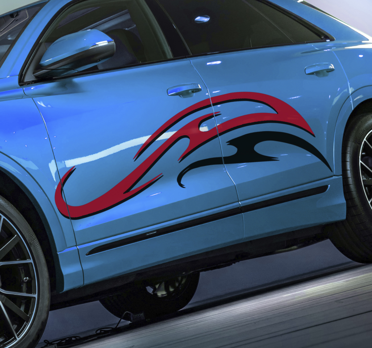 Masina de curse cu dungi alb si rosu decalc auto - TenStickers