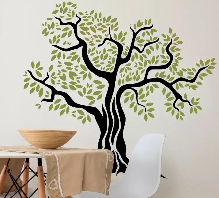 Măslin negru cu decalcomanie frunze verzi - TenStickers