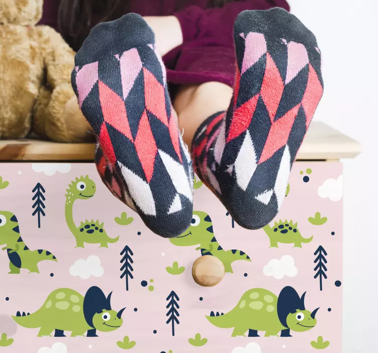 Mic autocolant verde pentru mobilier dinozauri - TenStickers