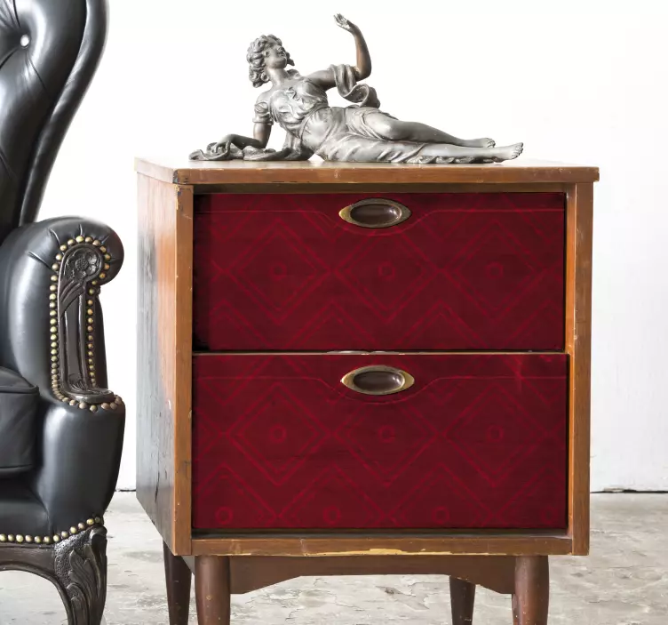 Autocolant roșu vintage modele pătrate - TenStickers