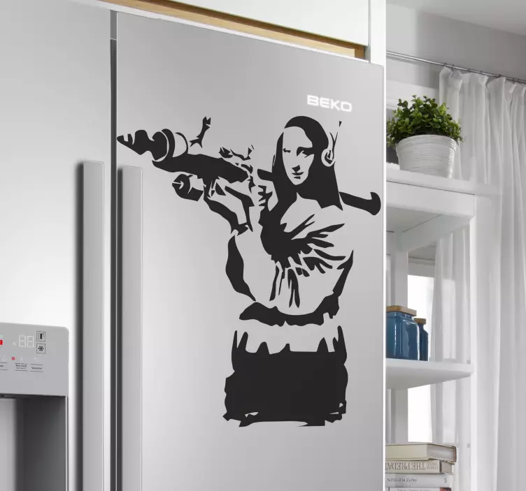 Autocolant mona lisa banksy art pentru frigider - TenStickers