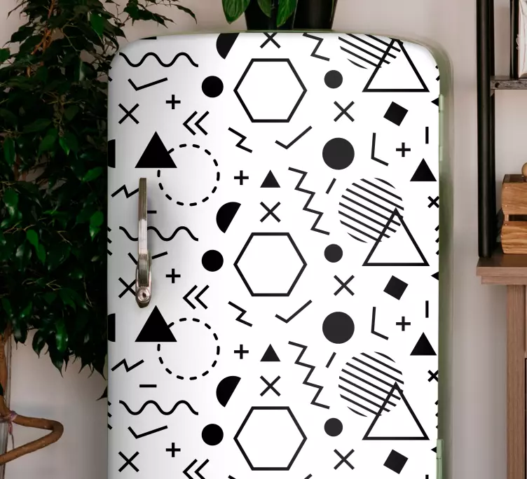Autocolant frigider cu linii și puncte monocolor - TenStickers