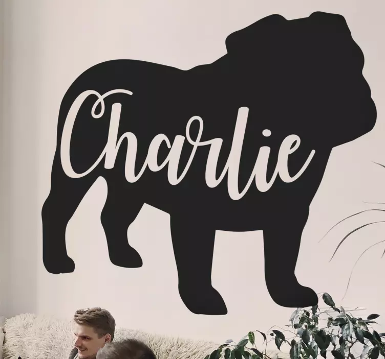 Nume personalizat silueta bulldog britanic - TenStickers
