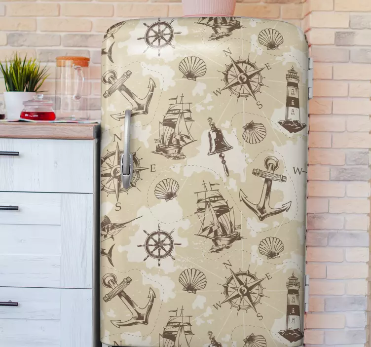 Autocolant vinil frigider obiecte marine - TenStickers