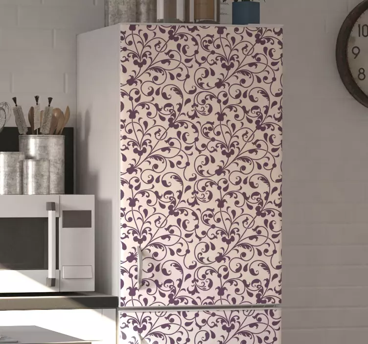 Autocolant ornamental frigider cu frunze de paisley - TenStickers