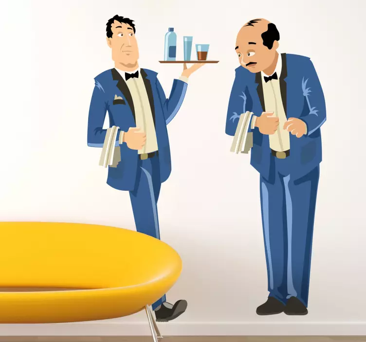 Ospatarii in autocolant cu uniforme albastre - TenStickers