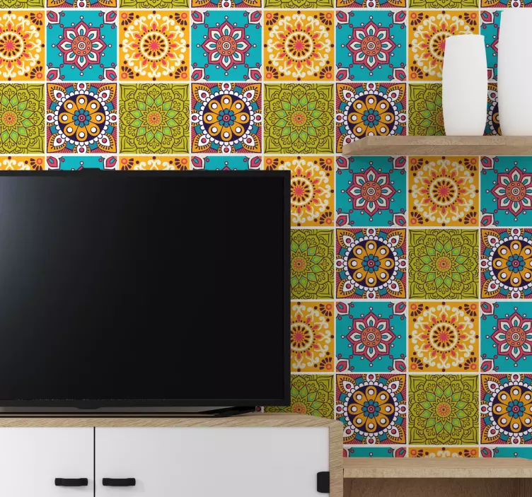 Pachet colorat de autocolant cu tigla mandala - TenStickers