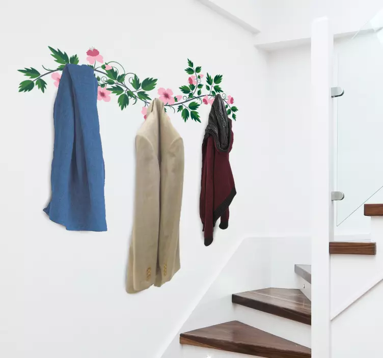 Autocolant cu umeraș cu haina cu raft floral - TenStickers