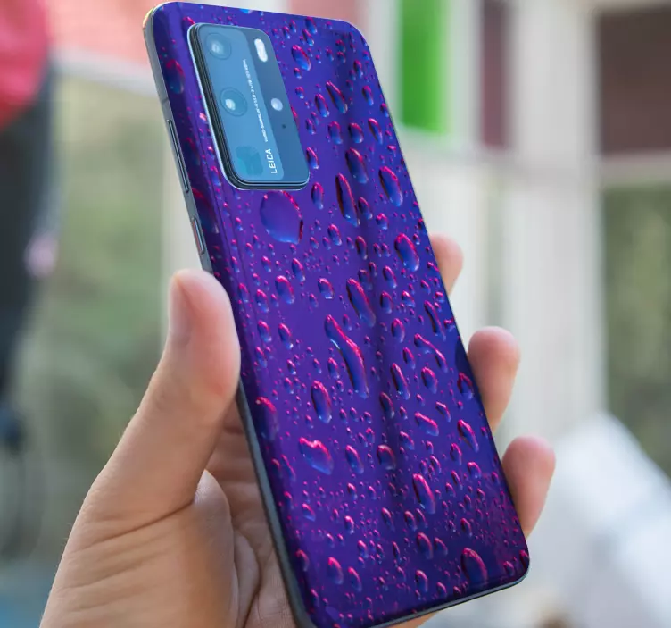 Picături pe fundal violet huawei autocolant - TenStickers