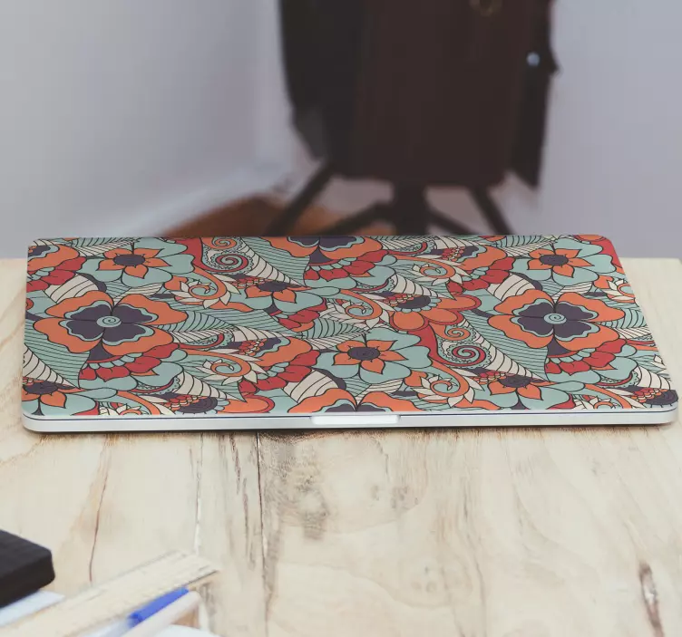 Floral paisley decal laptop - TenStickers
