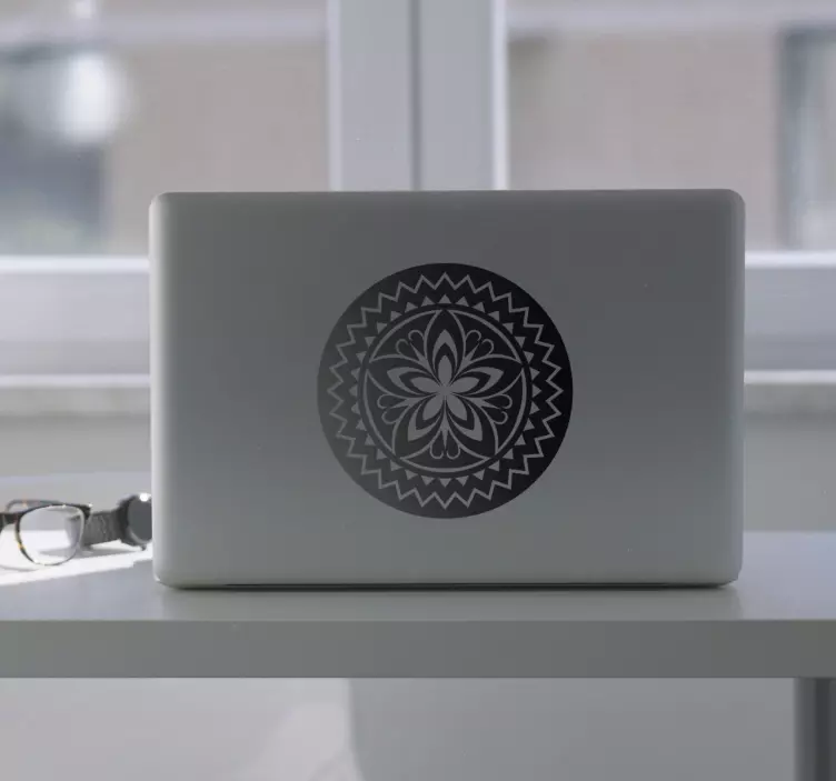 Autocolant pentru laptop mandala monocromatică - TenStickers