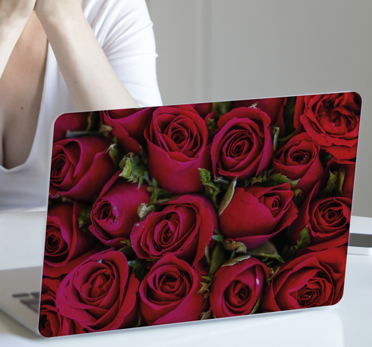 Roșu floral laptop decal vinil - TenStickers