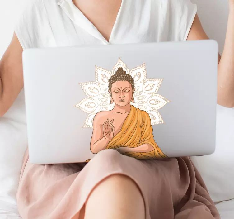 Sticker laptop de buda yoga - TenStickers