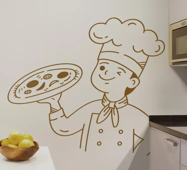 Pizzaïolo făcând un autocolant de perete pentru pizza - TenStickers