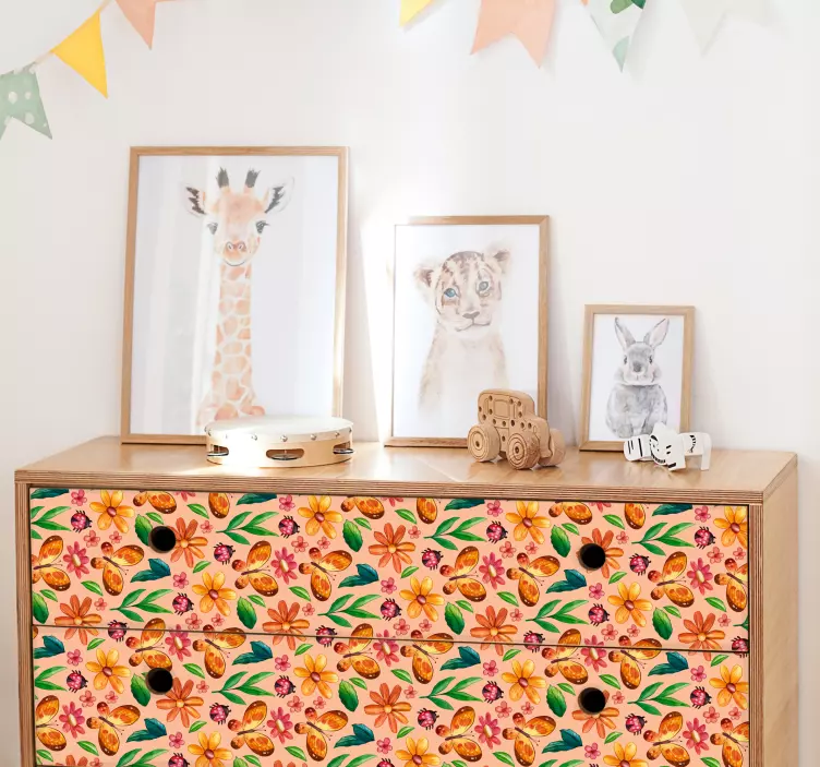 Autocolant mobila plante flori si insecte - TenStickers