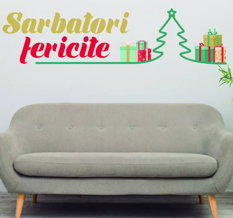 Sarbatori fericite romania autocolant de craciun - TenStickers