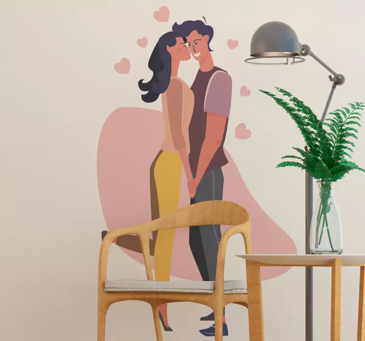 Sărut în câmpul inimilor autocolant de nuntă - TenStickers