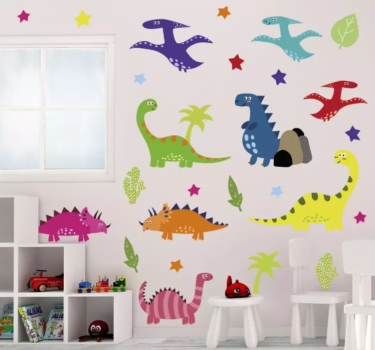 Autocolant set de desene animate colorate dinozaur nordic - TenStickers