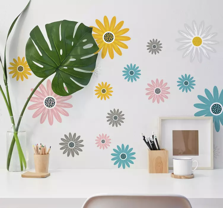 Set de margarete colorate decal perete flori - TenStickers
