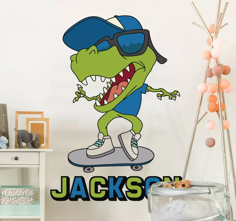 Skate dino cu autocolant de perete - TenStickers