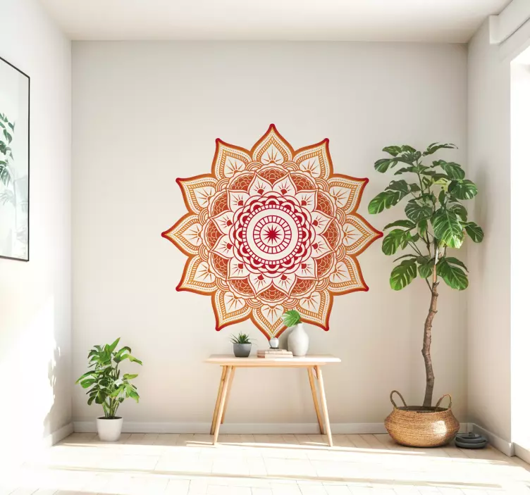 Autocolant de perete floral cu formă de soare mandala - TenStickers