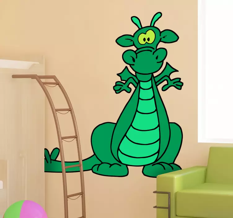 Sticker verde pentru copii dragon - TenStickers