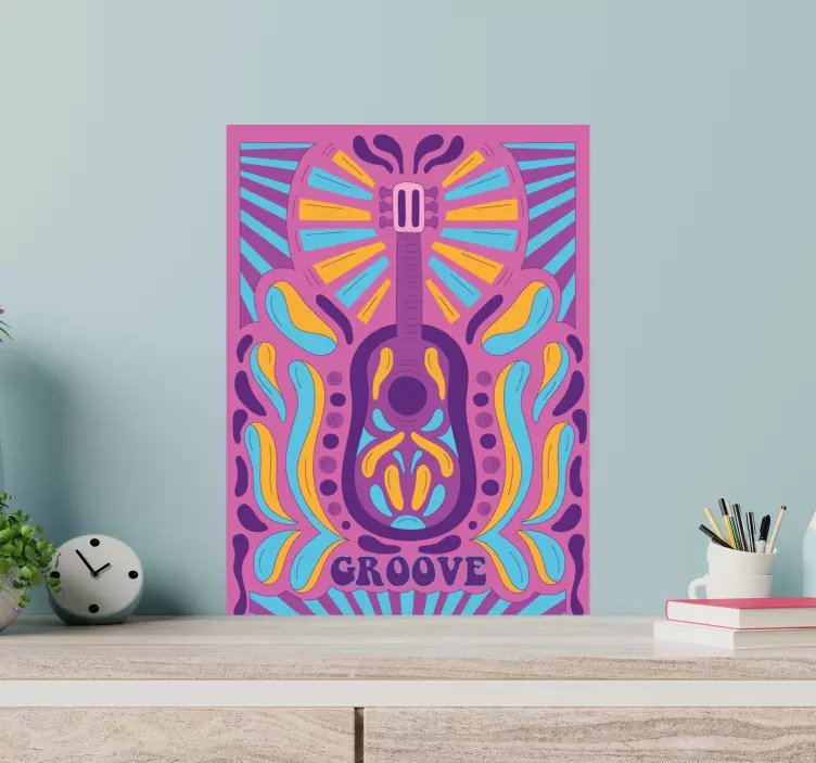 Stickere locuri artă colorată cu chitare - TenStickers