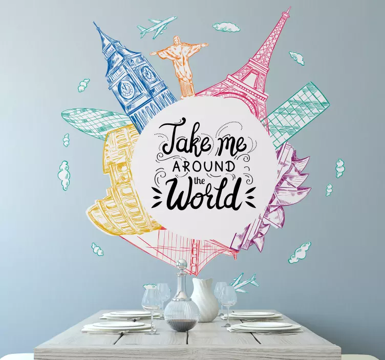 Stickere locuri ilustrație de repere celebre - TenStickers