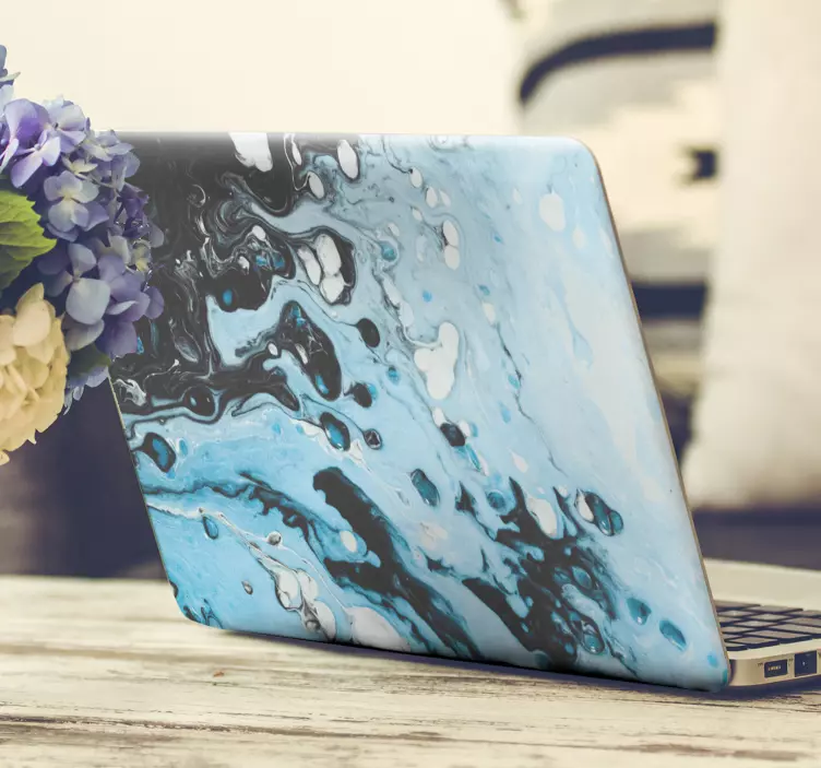 Piele de vinil albastru splash laptop - TenStickers