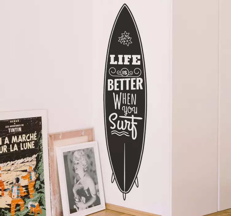 Surfboard cu autocolant de text - TenStickers