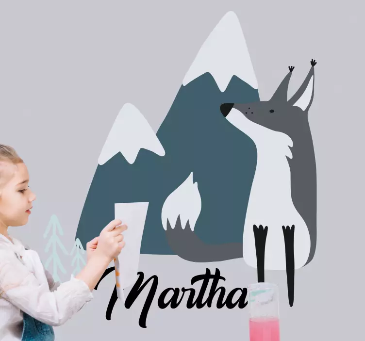 Tablă albă adezivă lup de munte personalizată - TenStickers