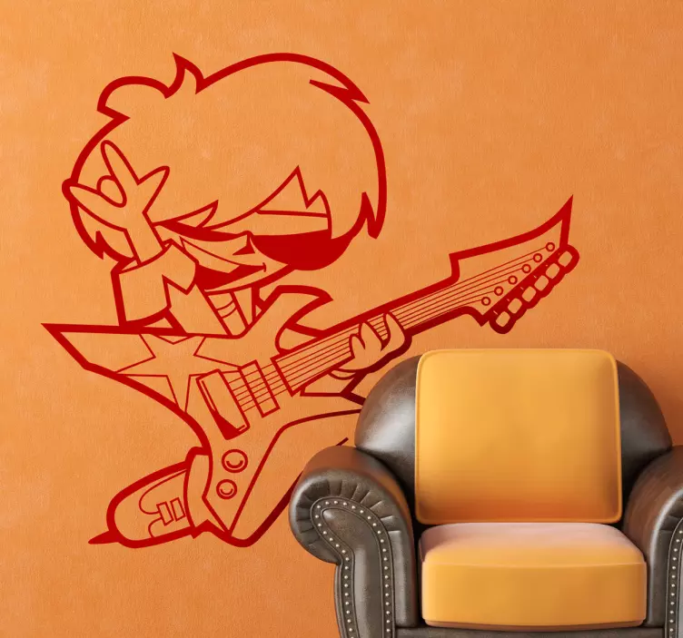 Tânăr de muzică rock chitarist copii - TenStickers
