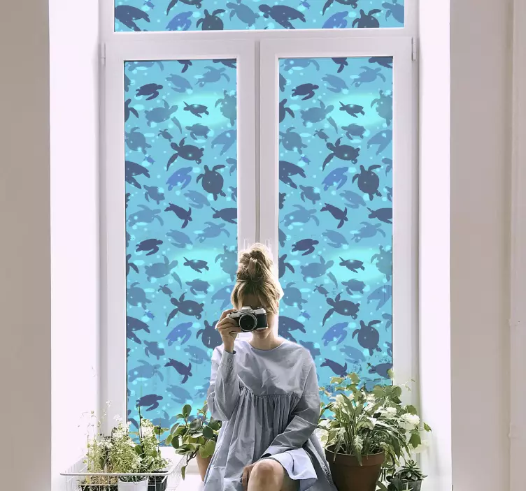 țestoase autocolant fereastră înot - TenStickers