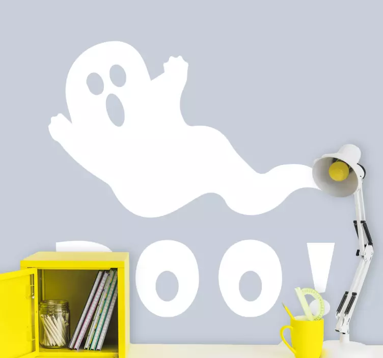 Text boo cu un autocolant fantomă halloween - TenStickers