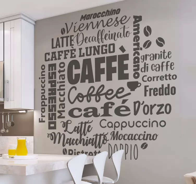 Tipurile de cafea beau vinil decal - TenStickers