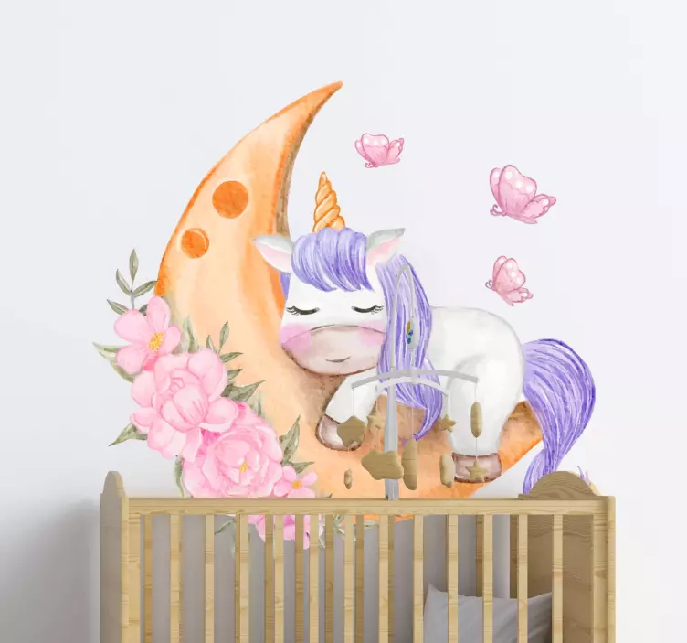 Unicorn cu fluture film autocolant - TenStickers