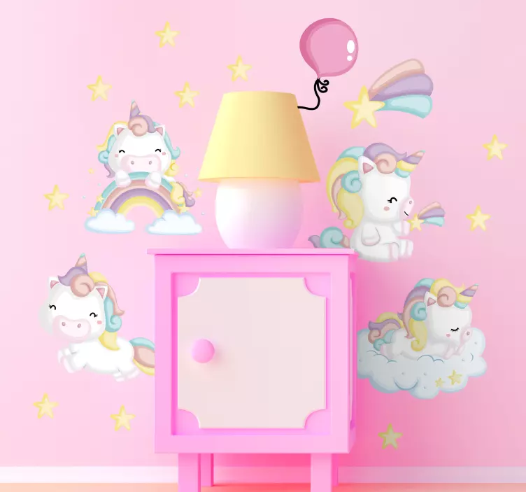 Unicorns pufos autocolant de basm - TenStickers