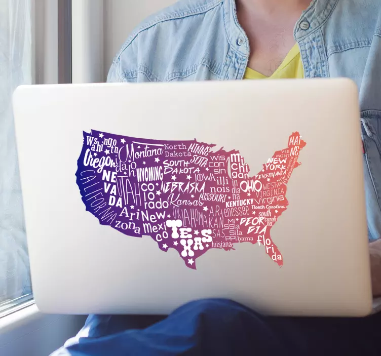 Usa harta laptop sticker - TenStickers