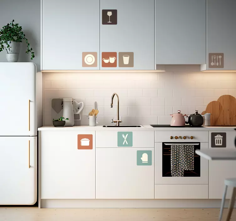 Tacâmuri de perete pentru bucătărie iconuri pentru dulapuri de bu - TenStickers