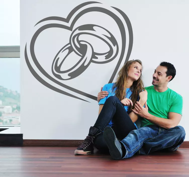 Verighete și autocolant de inimă - TenStickers