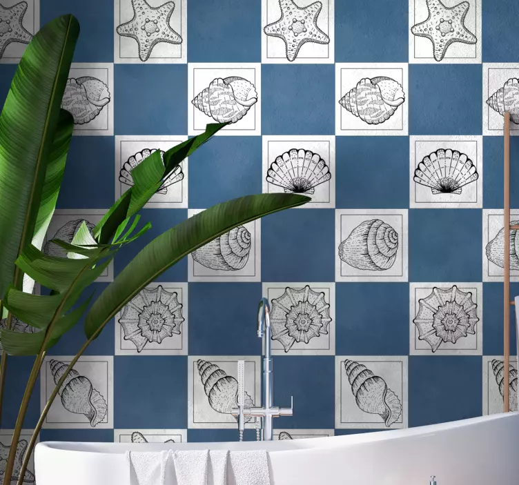 Autocolant cu faianță pentru viața marină și scoici - TenStickers