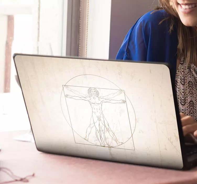 Vitruvian man sticker laptop - TenStickers