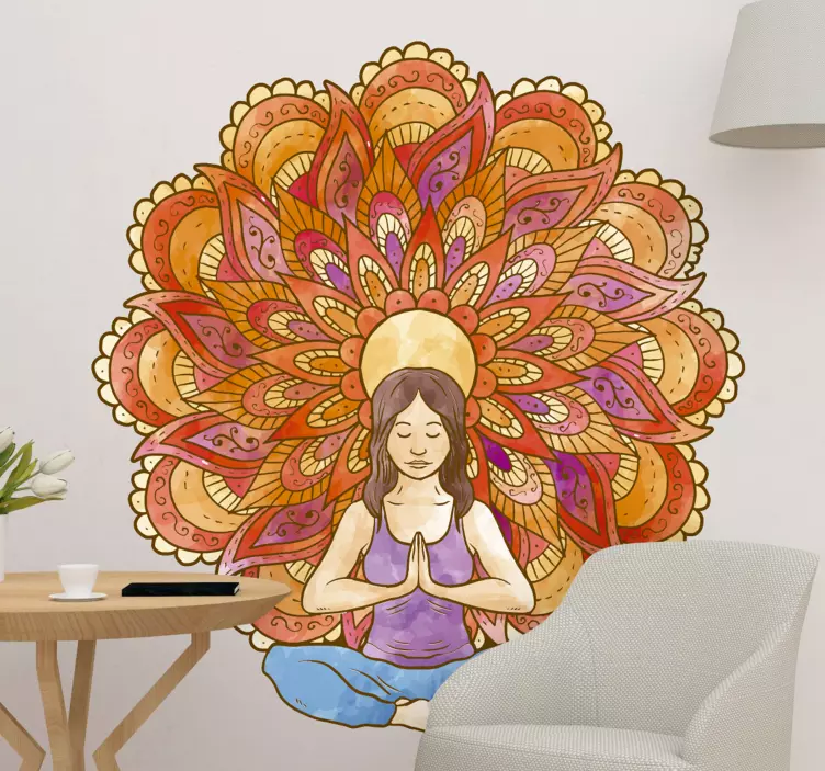 Yoga desen floral autocolant de perete - TenStickers