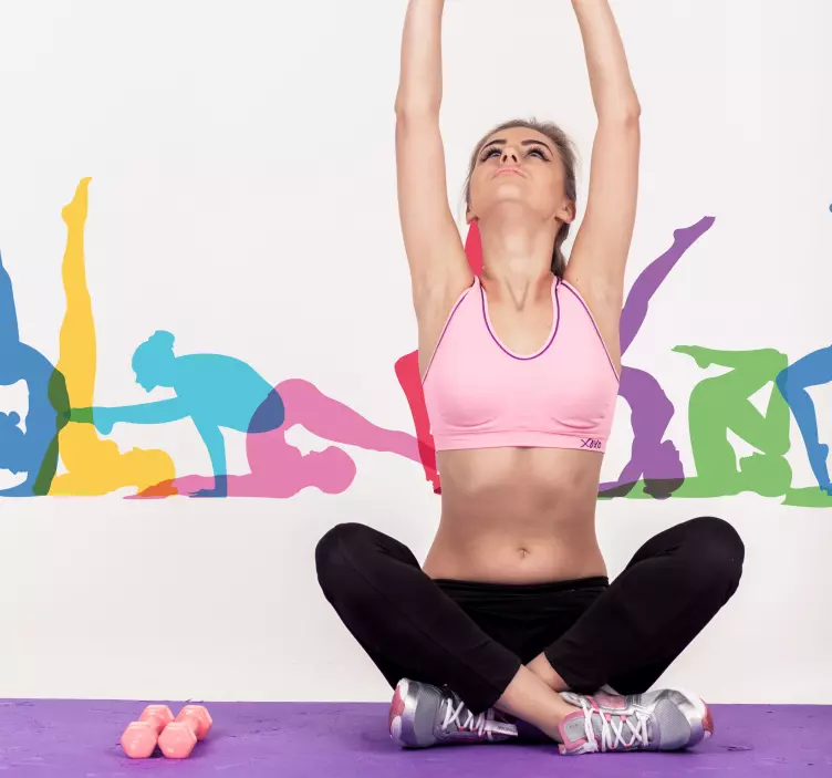 Yoga poziționează decor perete living - TenStickers